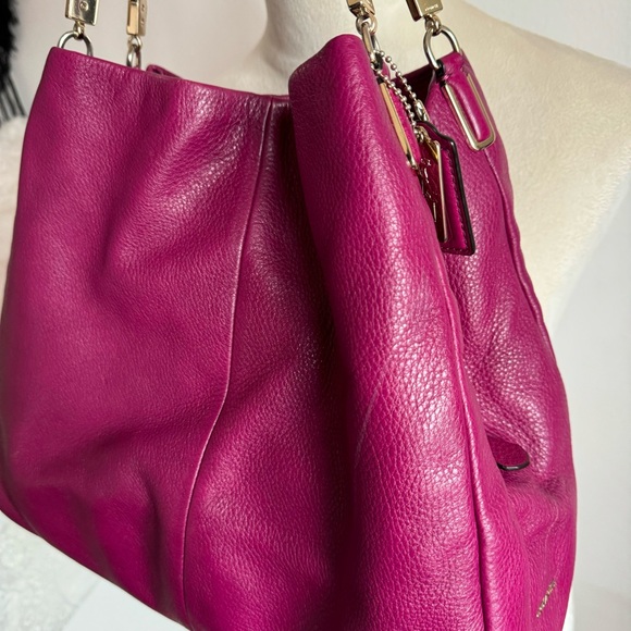Coach Leather Madison Phoebe Medium Shoulder Bag - Pink - Magenta - Picture 5 of 11